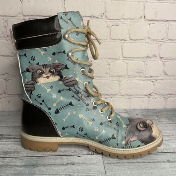 Blue Fishbone Lover Womens‎ Boots DOGO Vegan boots size 40 US 9 - Picture 1 of 13